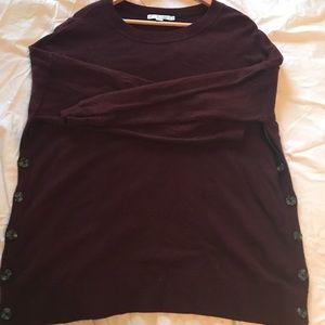Boden dark maroon sweater with buttons on sides.
